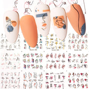 12 Designs Nail Stickers Set Mixed Floral Geometric Nail Art Water Transfer Decals Sliders Flower Leaves Manicures Decoration 0 DailyAlertDeals   