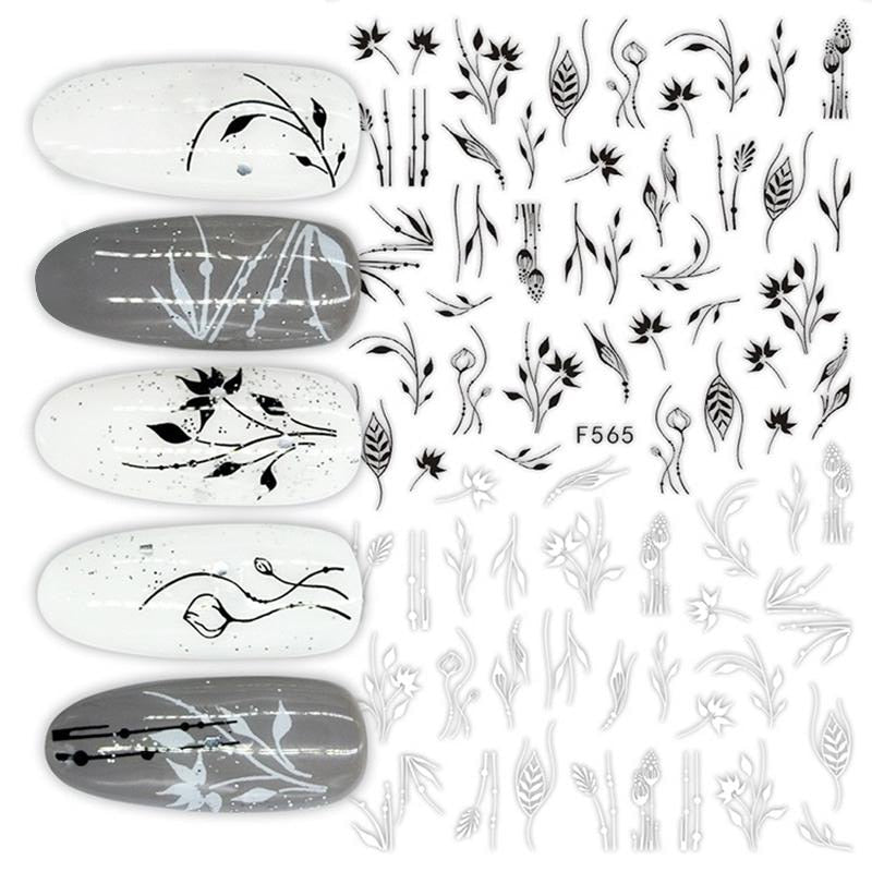 Harunouta Slider Design 3D Black People Silhouettes Blooming Nail Stickers Gold Bronzing Leaf Flower Nail Foils Decoration Nail Stickers DailyAlertDeals 2  