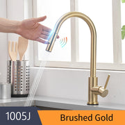 Smart Touch Kitchen Faucets Crane For Sensor Kitchen Water Tap Sink Mixer Rotate Touch Faucet Sensor Water Mixer KH-1005 Smart Touch Kitchen Faucets DailyAlertDeals 1005-Brushed Gold United States 