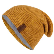 New Unisex Letter Beanie Hat Leisure Add Fur Lined Winter Hats For Men Women Keep Warm Knitted Hat Fashion Solid Ski Bonnet Cap Beanie hat unisex DailyAlertDeals Yellow 54cm-62cm 