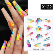 Harunouta Blooming Ink Marble 3D Nail Sticker Decals Leaves Heart Transfer Nail Sliders Abstract Geometric Line Nail Water Decal nail decal stickers DailyAlertDeals X122  