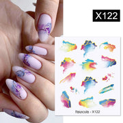 Harunouta Marble Blooming 3D Nail Sticker Decals Flower Leaves Transfer Water Sliders Abstract Geometric Lines Nail Watermark Nail Stickers DailyAlertDeals X122  