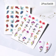 Harunouta Abstract Lady Face Water Decals Fruit Flower Summer Leopard Alphabet Leaves Nail Stickers Water Black Leaf Sliders 0 DailyAlertDeals 2pcs-38  