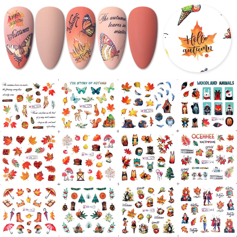 12 Designs Nail Stickers Set Mixed Floral Geometric Nail Art Water Transfer Decals Sliders Flower Leaves Manicures Decoration 0 DailyAlertDeals 18  