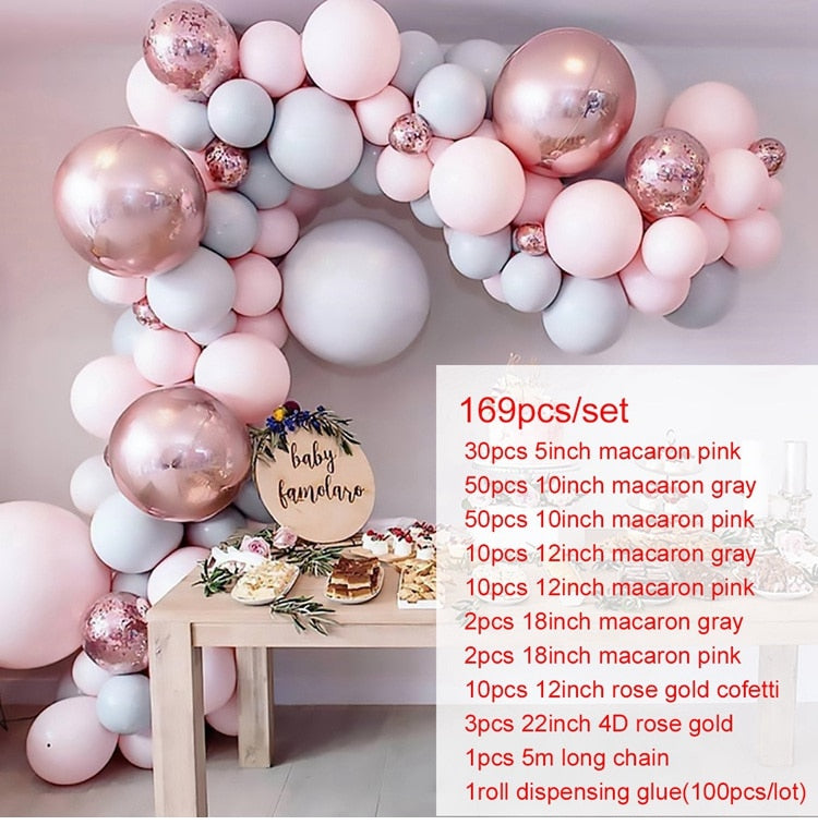 Pink Balloon Garland Arch Kit Birthday Party Decorations Kids Birthday Foil White Gold Balloon Wedding Decor Baby Shower Globos Balloons Set for Birthday Parties DailyAlertDeals 6 AS SHOWN 