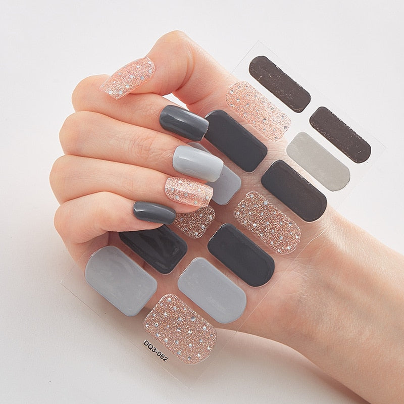 Four Sorts 0f Nail Stickers Nails Art Decoration Manicure Shiny Nail Decoration Decals Plain Stickers Nail Accesoires Women nail decal sticker DailyAlertDeals DQ3-62  