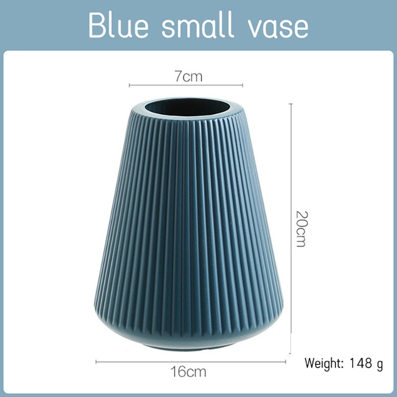 Morandi Plastic Vase Living Room Decoration Ornaments Modern Origami Plastic Vases for Flower Arrangements Home Decoration Plastic Vases Flower Pots DailyAlertDeals 3516 Deep Blue  