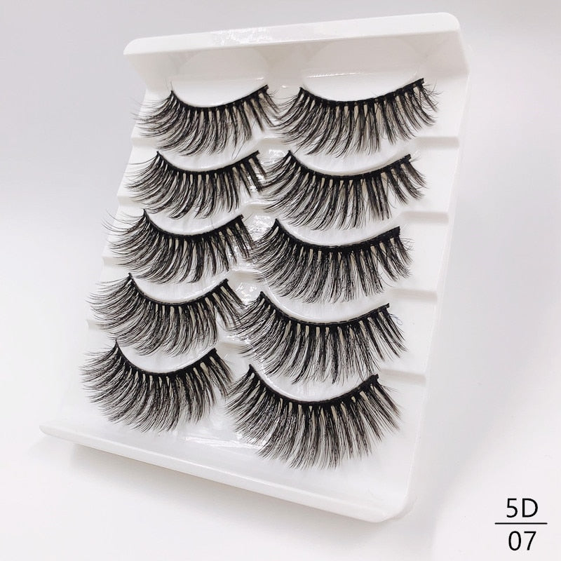 5/8 Pairs Faux Mink Eyelashes Soft Fluffy Natural False Eyelashes 3D Thick Dramatic Makeup Eyelashes Reusable Handmade Lashes  DailyAlertDeals 5D07 China 