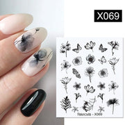 Harunouta Butterfly Flower Design Leaves Nail Water Decals Color Wave Geometric Line Charms Sliders Decoration Tips For Nail Art 0 DailyAlertDeals X069  