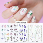 Harunouta Abstract Lady Face Water Decals Fruit Flower Summer Leopard Alphabet Leaves Nail Stickers Water Black Leaf Sliders 0 DailyAlertDeals 4pcs-58  