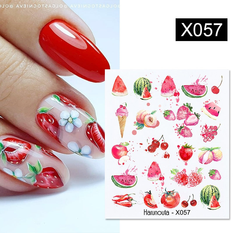 Harunouta Spring Simple Green Theme Water Decal Sticker Flower Leaf Tree Summer DIY Slider For Manicuring Nail Art Watermarks 0 DailyAlertDeals X057  