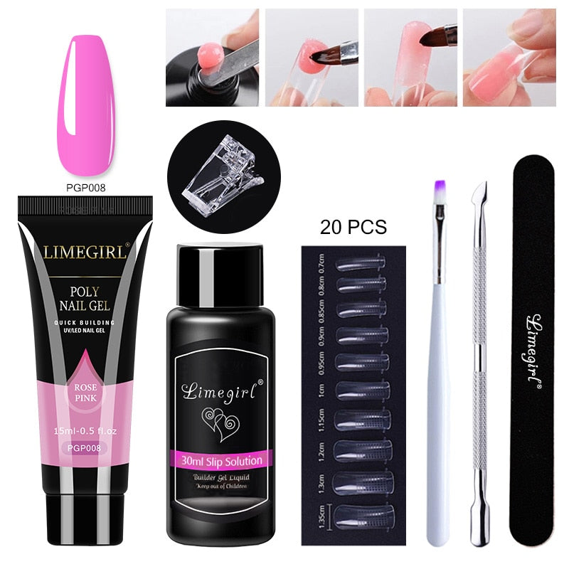 Poly gels Set for nail Extension Manicure Acryl Gel Varnish Set 15ML Poly gels Poly Nail Kit UV Gel Kit Poly gels Set for nail Extension DailyAlertDeals ZH119-PGP008 China 