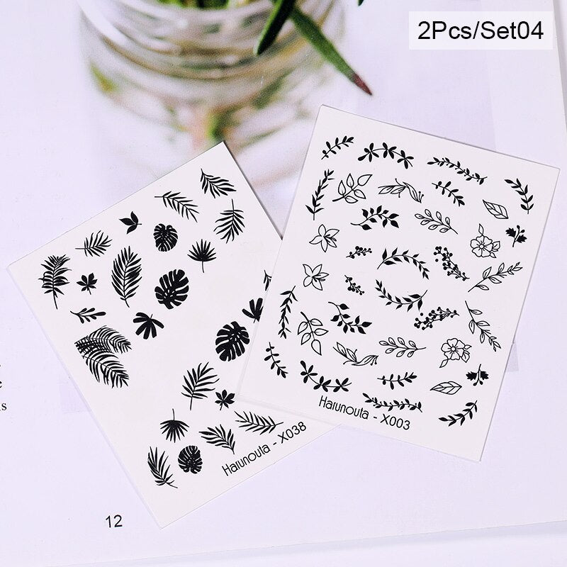 Harunouta Cool Geometrics Pattern Water Decals Stickers Flower Leaves Slider For Nails Spring Summer Nail Art Decoration DIY 0 DailyAlertDeals 50459-4  