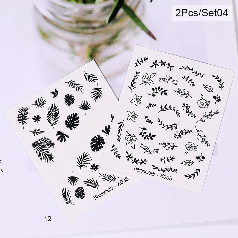 Harunouta Cool Geometrics Pattern Water Decals Stickers Flower Leaves Slider For Nails Spring Summer Nail Art Decoration DIY Nail Stickers DailyAlertDeals 50459-4  