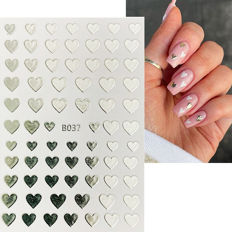 The New Heart Love Design Gold Sliver 3D Nail Art Sticker English Letter French Striping Lines Trasnfer Sliders Valentine Decor 0 DailyAlertDeals 36  