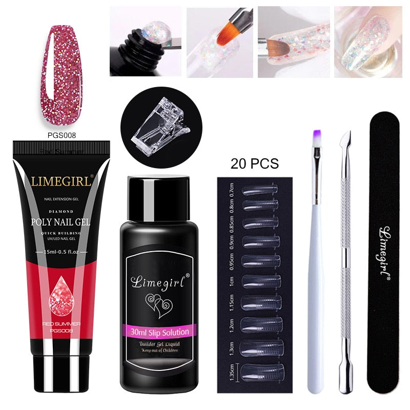 Poly gels Set for nail Extension Manicure Acryl Gel Varnish Set 15ML Poly gels Poly Nail Kit UV Gel Kit Poly gels Set for nail Extension DailyAlertDeals ZH119-PGS008 China 