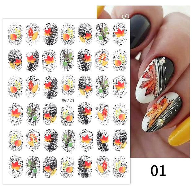 Harunouta 2022 NEW Gold Bronzing Slider Nail Art 3D Decals Decoration Flower Leaves Nail Art Sticker DIY Manicure Transfer Decal Nail Stickers DailyAlertDeals 14  