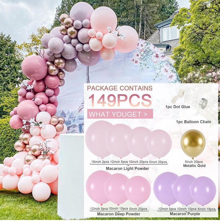 Pink Balloon Garland Arch Kit Birthday Party Decorations Kids Birthday Foil White Gold Balloon Wedding Decor Baby Shower Globos Balloons Set for Birthday Parties DailyAlertDeals 29 AS SHOWN 