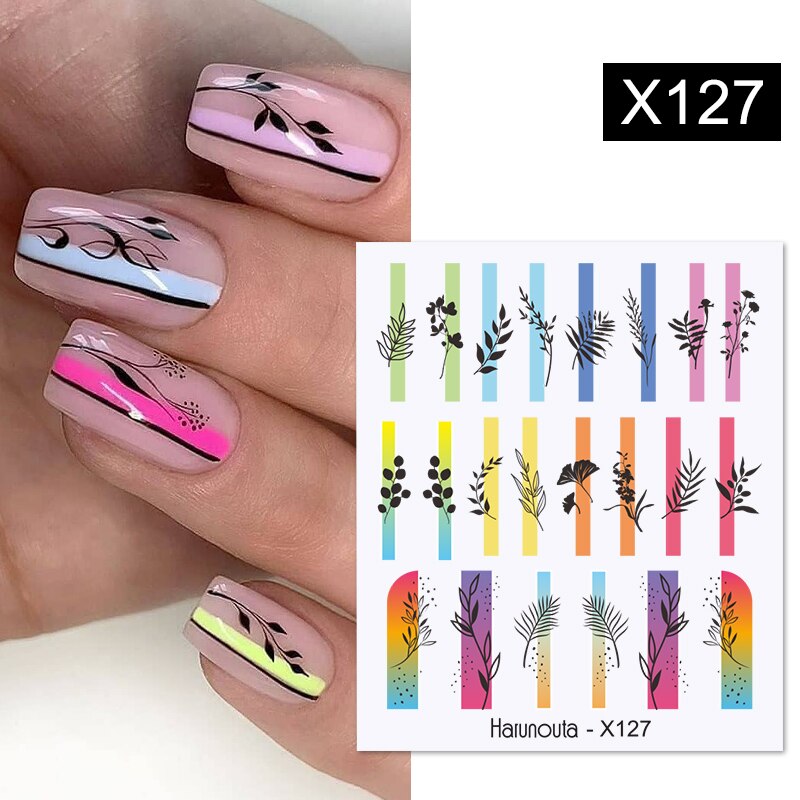 Harunouta Spring Simple Green Theme Water Decal Sticker Flower Leaf Tree Summer DIY Slider For Manicuring Nail Art Watermarks 0 DailyAlertDeals X127  