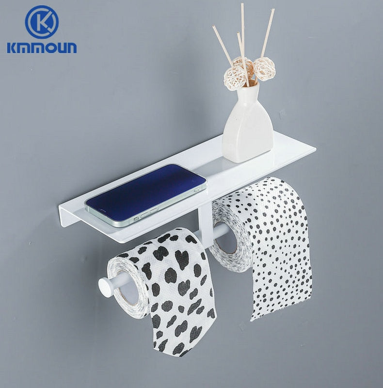 Black / White Bathroom Shelf Shampoo Holder Kitchen Storage Rack Bathroom Hardware Space Aluminum Shower Room Accessory 0 DailyAlertDeals white paper holder China 