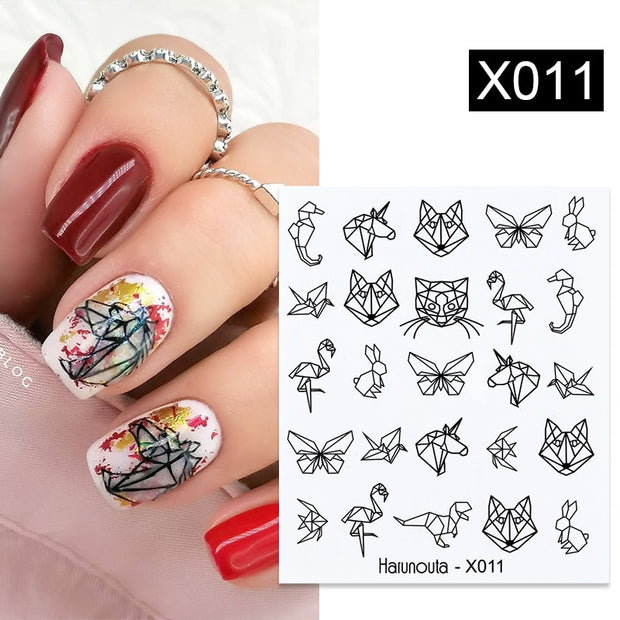 Harunouta Abstract Lady Face Water Decals Fruit Flower Summer Leopard Alphabet Leaves Nail Stickers Water Black Leaf Sliders 0 DailyAlertDeals 26  
