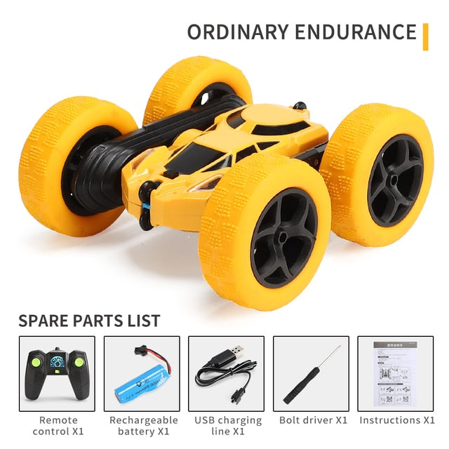 4WD RC Car 2.4G Radio Remote Control Car 1:24 Double Side RC Stunt Cars 360° Reversal Vehicle Model Toys For Children Boy RC Stunt Cars 360° Reversal Vehicle Model Toys For Children Boy DailyAlertDeals 828A Yellow United States 