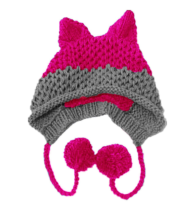 BomHCS Cute Fox Ears Beanie Winter Warm 100% Handmade Knit Hat 0 DailyAlertDeals Rose Gray  