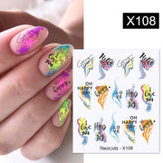 Harunouta Blooming Ink Marble 3D Nail Sticker Decals Leaves Heart Transfer Nail Sliders Abstract Geometric Line Nail Water Decal nail decal stickers DailyAlertDeals X108  