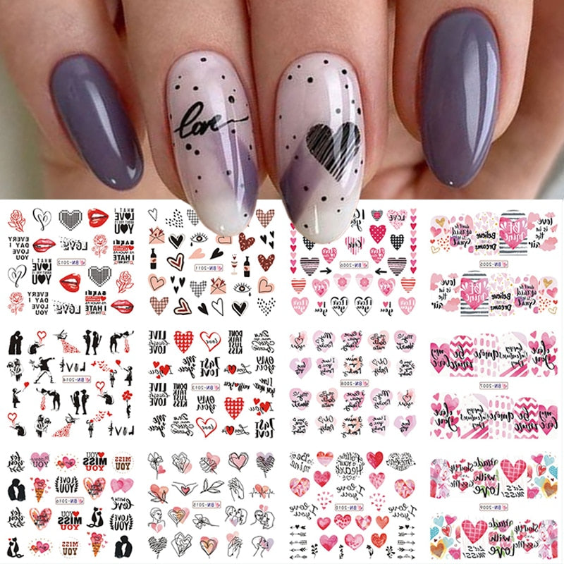 12 Designs Nail Stickers Set Mixed Floral Geometric Nail Art Water Transfer Decals Sliders Flower Leaves Manicures Decoration 0 DailyAlertDeals BN2005-BN2016  