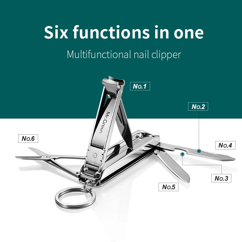 MR.GREEN Multifunctional Nail Clipper Stainless Steel Six Functions Nail Files Bottle Opener Small Knife Scissors Nail Cutter 0 DailyAlertDeals   