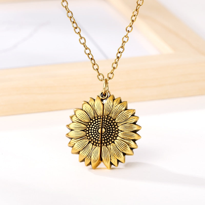 You Are My Sunshine Necklaces For Women Men Lover Gold Color Sunflower Necklace Pendant Jewelry Birthday Gift For Girlfriend Mom Sunflower necklace for her DailyAlertDeals   