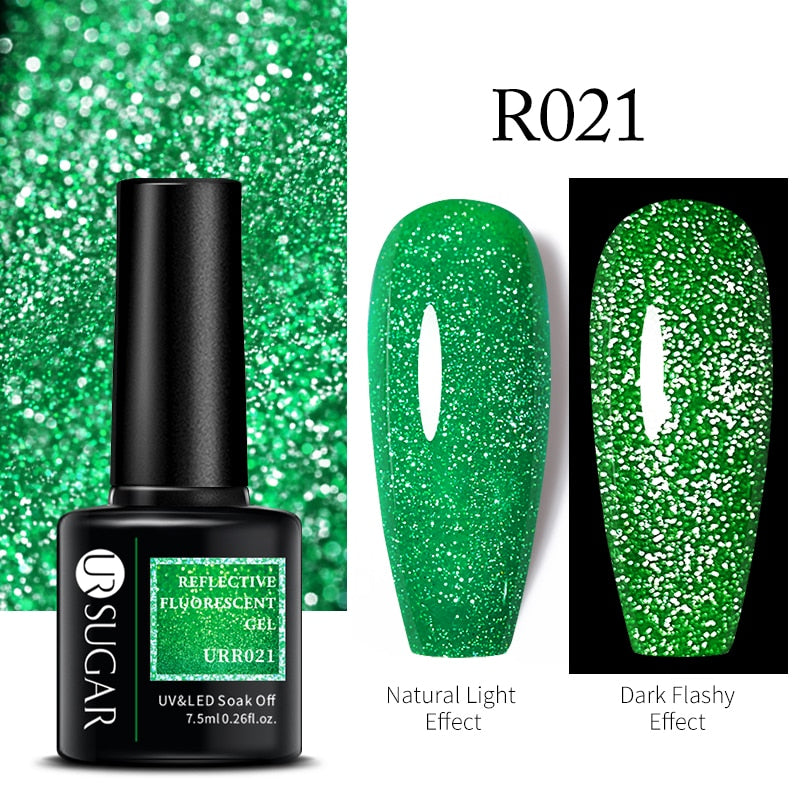 UR SUGAR Fluorescent Gel Nail Polish Neon Yellow Green Blue Color Gel Soak Off UV Nail Gel Varnish For Nail Art Top Coat Neon Fluorescent Gel Nail Polish DailyAlertDeals Reflective 11  