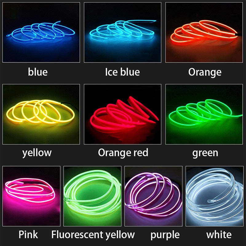 1M/3M/5M neon Car Interior Lighting LED Strip String Neon Strip For Auto DIY Flexible Long Last Car LED Light String neon Car Interior Lighting LED Strip DailyAlertDeals   
