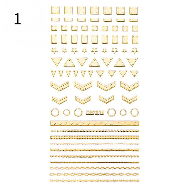 1PC Silver Gold Lines Stripe 3D Nail Sticker Geometric Waved Star Heart Self Adhesive Slider Papers Nail Art Transfer Stickers 0 DailyAlertDeals DP2001  