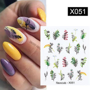 Harunouta Black Ink Blooming Marble Pattern Water Decals Stickers Black Line Flower Leaves Face Slider For Summer Nail Art Decor Decal stickers for nails DailyAlertDeals X051  