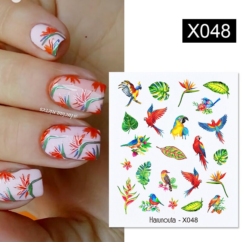 Harunouta Abstract Lady Face Water Decals Fruit Flower Summer Leopard Alphabet Leaves Nail Stickers Water Black Leaf Sliders Nail Stickers DailyAlertDeals X048  