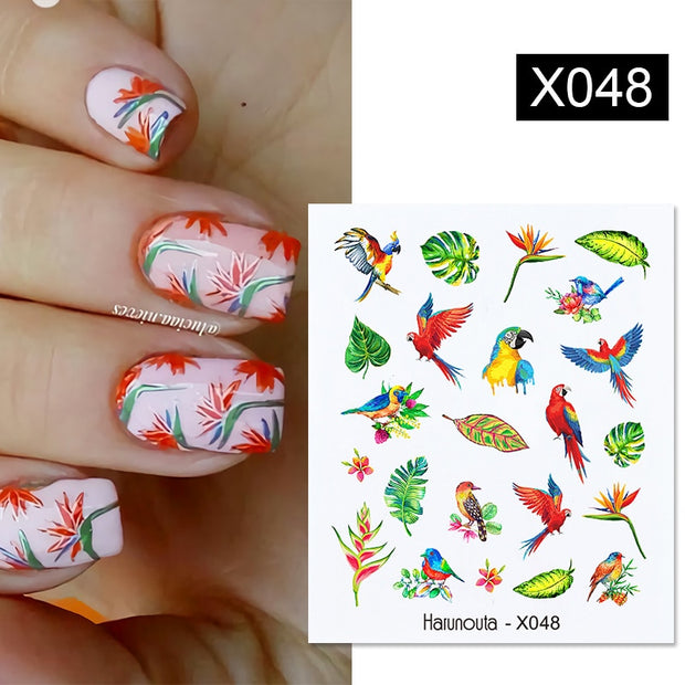 Harunouta Abstract Lady Face Water Decals Fruit Flower Summer Leopard Alphabet Leaves Nail Stickers Water Black Leaf Sliders 0 DailyAlertDeals X048  