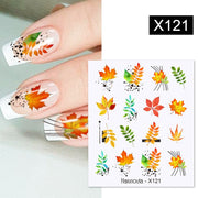 Harunouta Autumn Flowers Leaves Line Patter Nails Sticker Nail Art Decorations Decals Water Transfer Slider Foil Manicures Wraps 0 DailyAlertDeals X121  