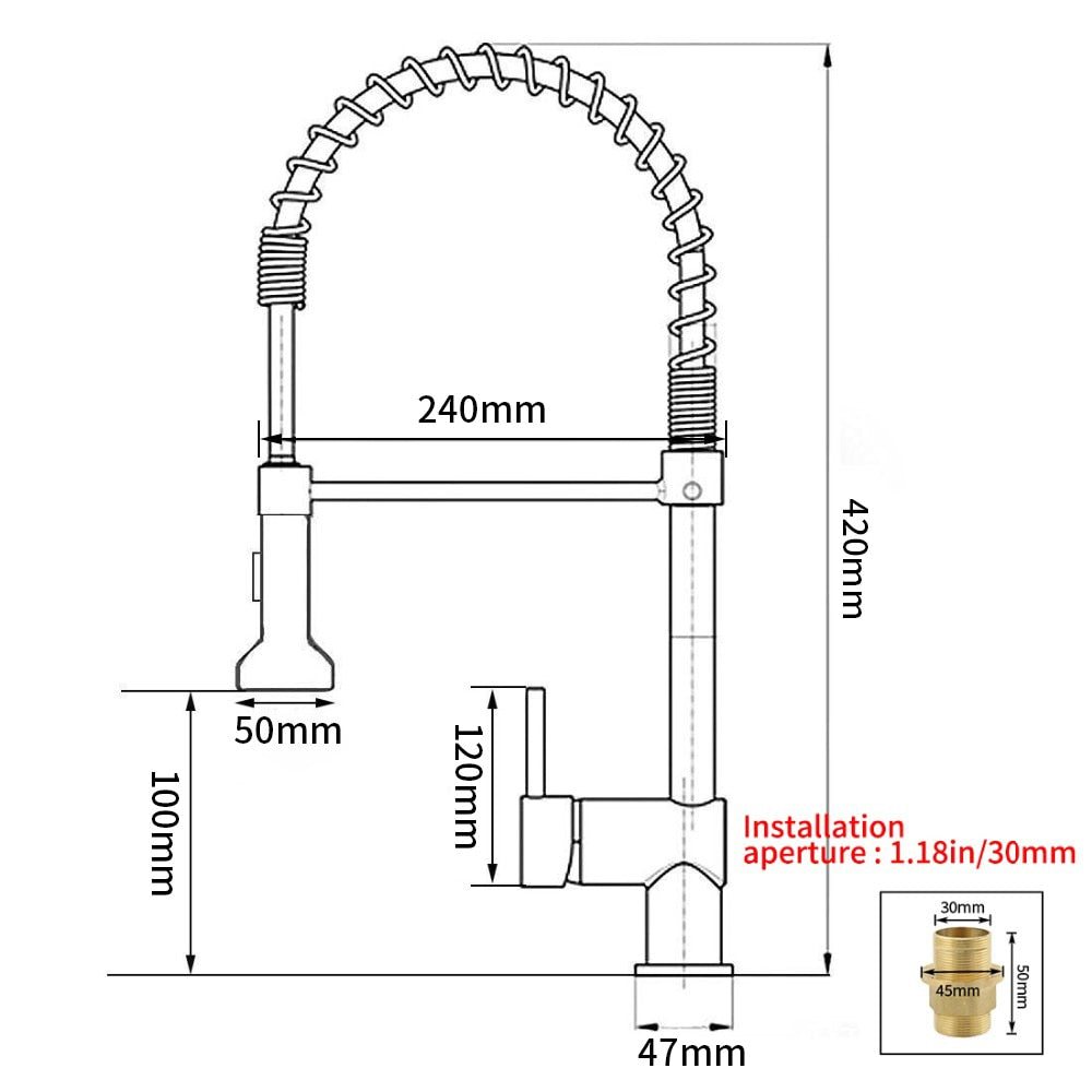 Kitchen Faucets Brush Brass Faucets for Kitchen Sink  Single Lever Pull Out Spring Spout Mixers Tap Hot Cold Water Crane 9009 Brass Faucets for Kitchen DailyAlertDeals   