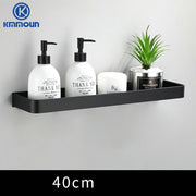 Black / White Bathroom Shelf Shampoo Holder Kitchen Storage Rack Bathroom Hardware Space Aluminum Shower Room Accessory 0 DailyAlertDeals 40cm single black China 