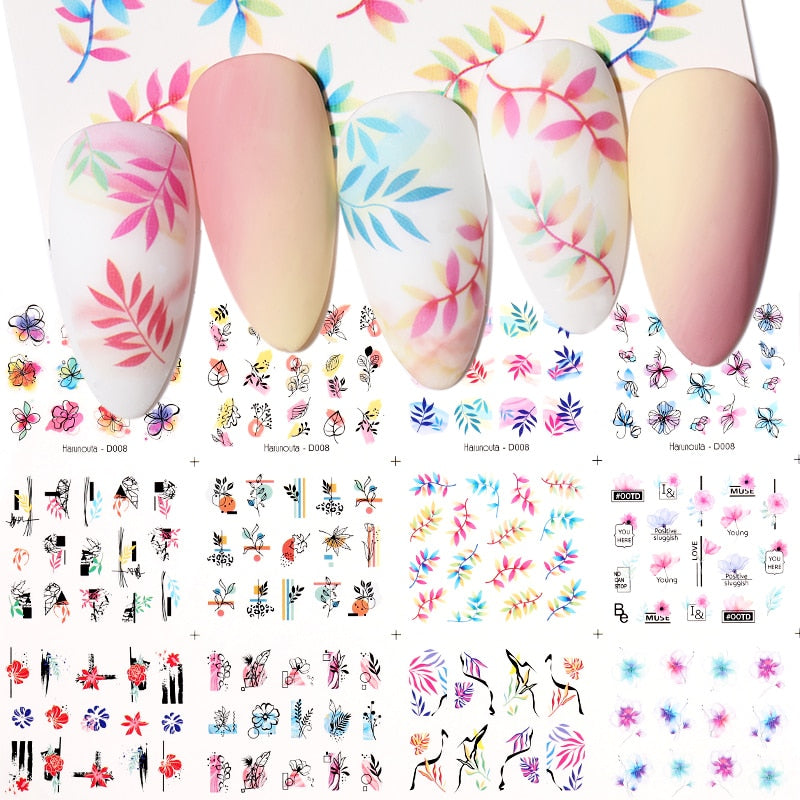 12 Designs Nail Stickers Set Mixed Floral Geometric Nail Art Water Transfer Decals Sliders Flower Leaves Manicures Decoration 0 DailyAlertDeals   