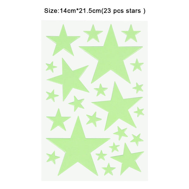 Luminous 3D Stars Dots Wall Sticker for Kids Room Bedroom Home Decoration Glow In The Dark Moon Decal Fluorescent DIY Stickers Decorative Stickers DailyAlertDeals 23pcs star  