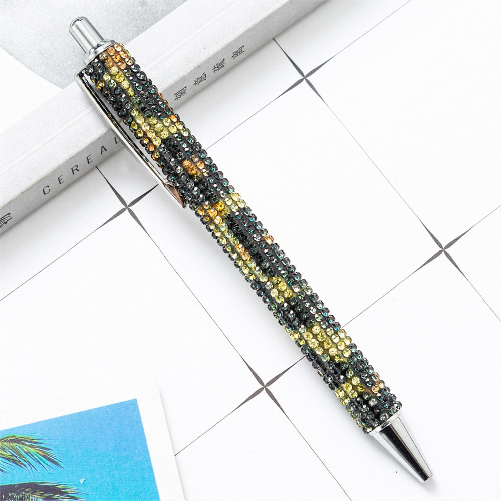 Press Ballpoint Pen Luxury Rhinestone Cute Wedding Rose Gold Metal Stationery School Office Supplies High Quality Pens Wholesale 0 DailyAlertDeals Yellow Black  