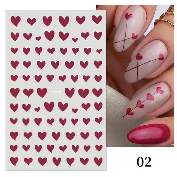 The New Heart Love Design Gold Sliver 3D Nail Art Sticker English Letter French Striping Lines Trasnfer Sliders Valentine Decor Nail Stickers DailyAlertDeals 29  