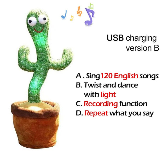 Lovely Talking Wiggle Dancing Cactus Doll Repeat English Songs Plush Cactus Toys for Babies Christmas Toy Gift Lovely Talking Toy Dancing Cactus Doll DailyAlertDeals Style2 English Songs USA 