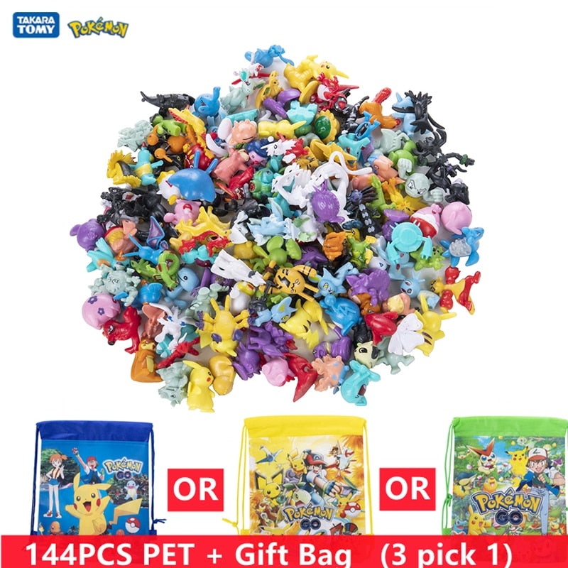 Pokemon Action Figures Model Lot Buy 24-144Pcs Different Styles Pikachu Anime Figure Dolls Kawaii Toys Gift Birthday Kids Give Bag Pokemon Action Figures DailyAlertDeals 24Pcs Pet NO Bag  