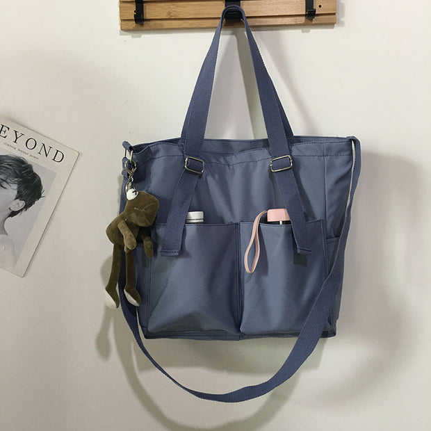 Waterproof Oxford Large Capacity Canvas Girl Shoulder Hand Bucket Bag Basket Female Crossbody Bags For Women Casual Tote Purses 0 DailyAlertDeals Blue Frog 33x35x10cm  