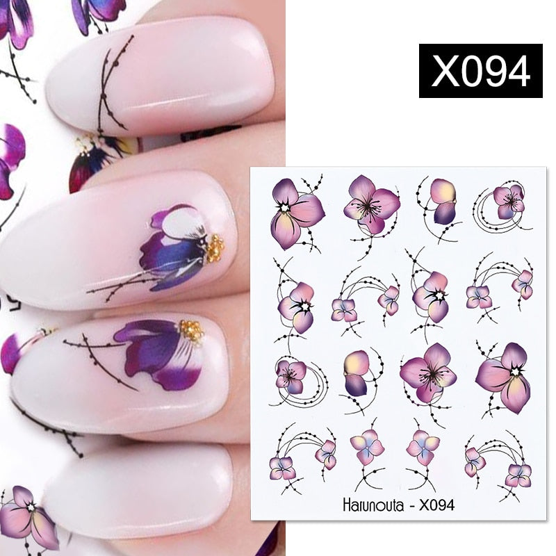 Harunouta Autumn Flowers Leaves Line Patter Nails Sticker Nail Art Decorations Decals Water Transfer Slider Foil Manicures Wraps 0 DailyAlertDeals X094  