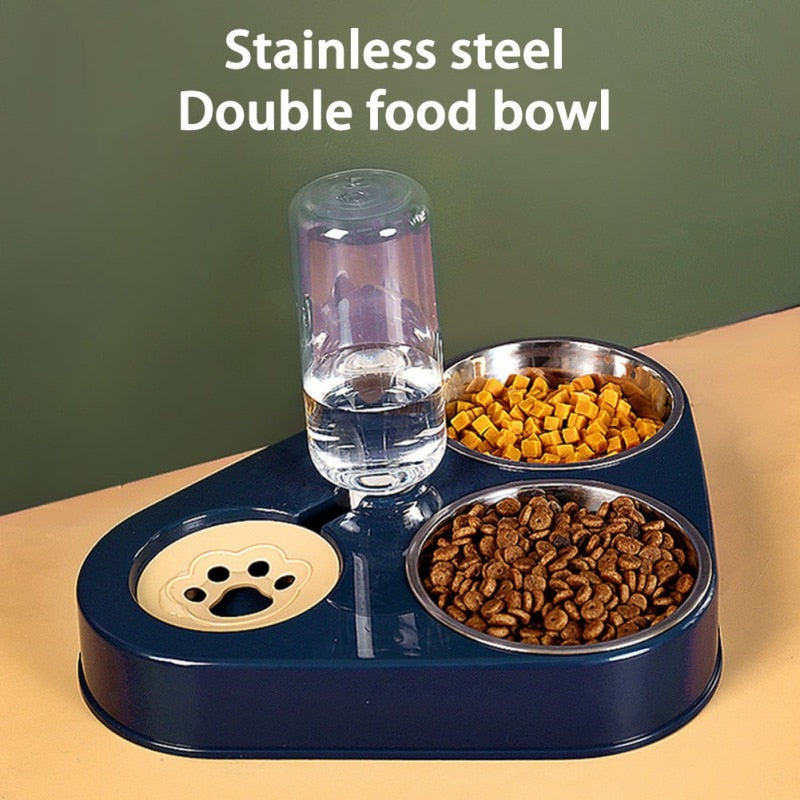 500ML Dog Bowl Cat Feeder Bowl With Dog Water Bottle Automatic Drinking Pet Bowl Cat Food Bowl Pet Stainless Steel Double 3 Bowl 500ML Dog Bowl Cat Feeder Bowl DailyAlertDeals   