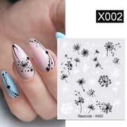 Harunouta French Black White Geometrics Pattern Water Decals Stickers Flower Leaves Slider For Nails Spring Summer Nail Design 0 DailyAlertDeals X002  